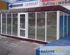 Торговый павильон из сэндвич-панелей с панорамным остеклением - ГаражСтрой.рф