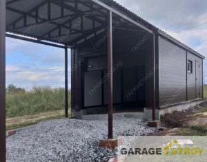 Быстровозводимый гараж 8х4м с навесом 6х4м. вид 4