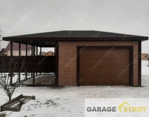 Каркасный гараж с навесом размером 6х8м. вид 2