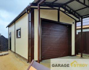 Гараж из сэндвич-панелей с навесом 12,5х4м. вид 2