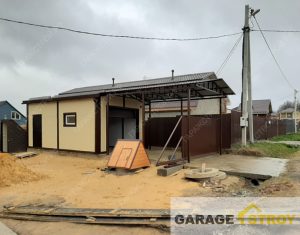 Гараж из сэндвич-панелей с навесом 12,5х4м. вид 5