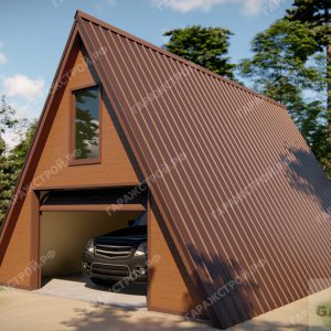 Гараж в стиле A-frame из сэндвич-панелей 9*6м