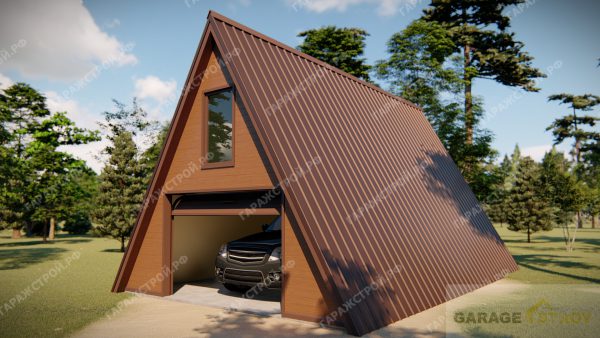 Гараж в стиле A-frame из сэндвич-панелей 9*6м