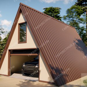 Гараж в стиле A-frame из сэндвич-панелей 10*6м