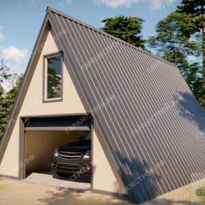 Гараж в стиле A-frame из сэндвич-панелей 12х6м.