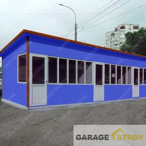 Комплекс из 3 торговыx павильонов размером 18×3м (торговый ряд из сэндвич-панелей)