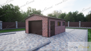 Каркасный гараж на 1 машину с отделкой под кирпич