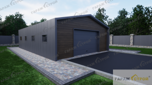 Гараж с мастерской в стиле Барнхаус 12х6м