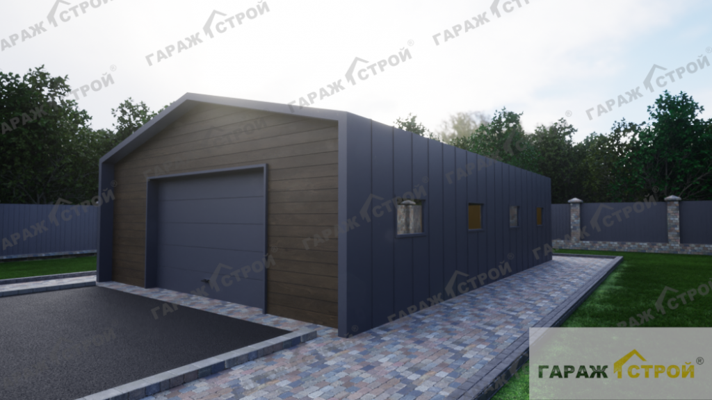 Гараж с мастерской в стиле Барнхаус 12х6м