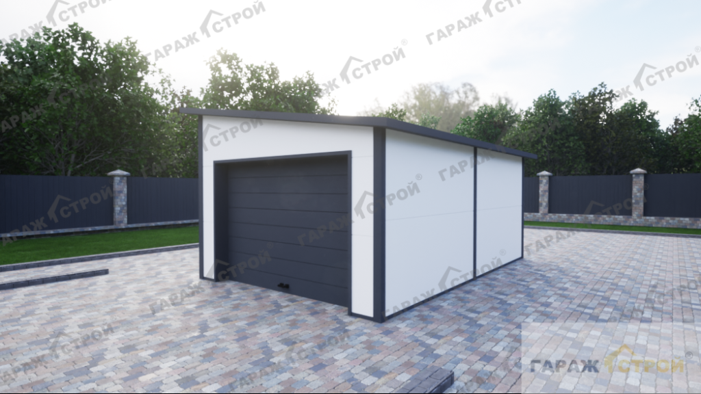 Быстровозводимый гараж 6х4м с односкатной кровлей под «ключ» - ГаражСтрой.РФ